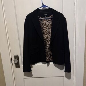 Apt. 9 Women's Black Blazer with Leopard Lining